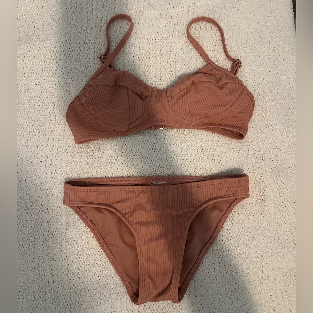 Pink/tan bikini set